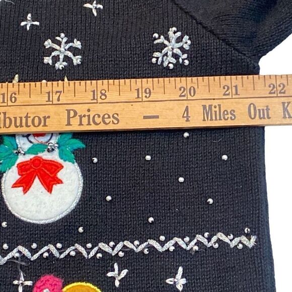 Vintage B.P. Design Christmas Sweater Front Zip Snowmen Long Sleeve Women Large - Picture 12 of 13